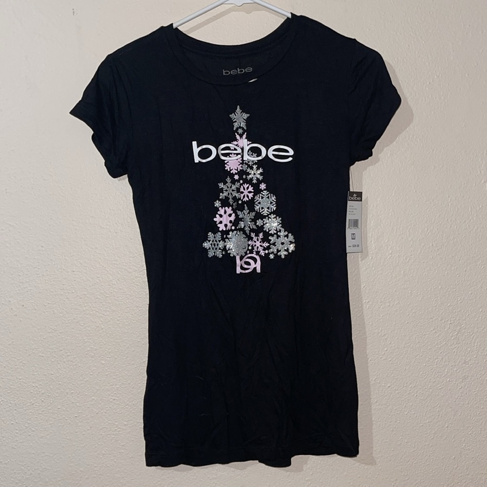 Bebe Christmas tree snowflake ornament t shirt